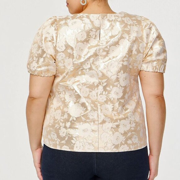 J.Crew Factory Jacquard Puff-Sleeve Top - Picture 3 of 12